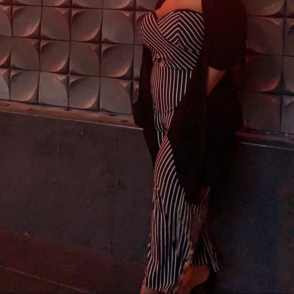 Black and white striped jumpsuit